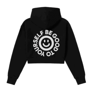 "Be Good To Yourself" Cropped Hoodie – Black - Image 2